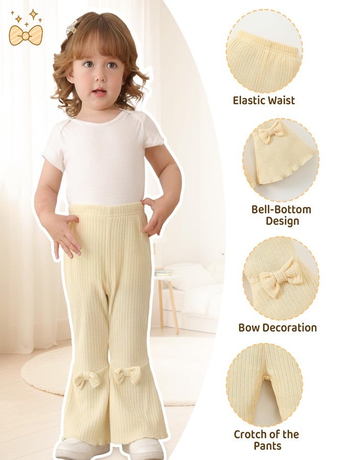 Mioglrie Newborn Baby Girl Pants 3 6 Months Infant Baby Leggings Black Khaki Brown 3 Pack Flare Pants Fall Winter Bell Bottoms 3-6 Month Girl Clothes - Image 4