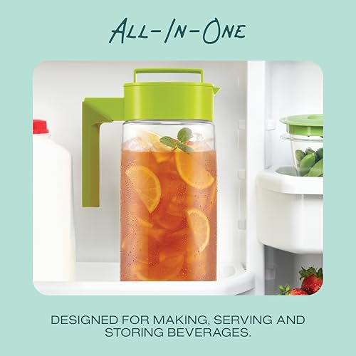 Takeya Airtight Pitcher - Everyday-Use Airtight Pitcher for Iced Tea & More - Clear Pitcher with Lid - Lightweight Kitchen Essential - Spill-Proof & Durable Kitchenware - 2 Quart, Avocado - Image 5