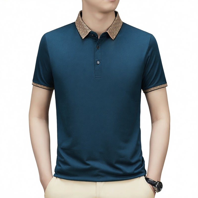 Men's Short Sleeve Polo Shirt Business Casual Stretch Collar T-Shirt