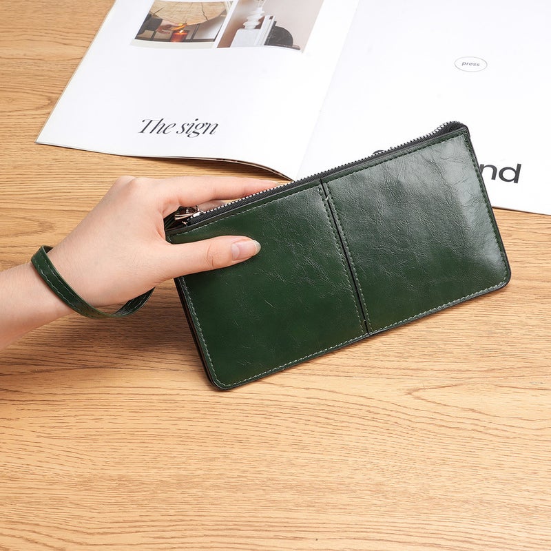 Multifunctional Solid Color PU Leather Wallet, RFID Blocking Design Portable Daily Storage Purse for Cards Cash Coin Business Use - Image 1