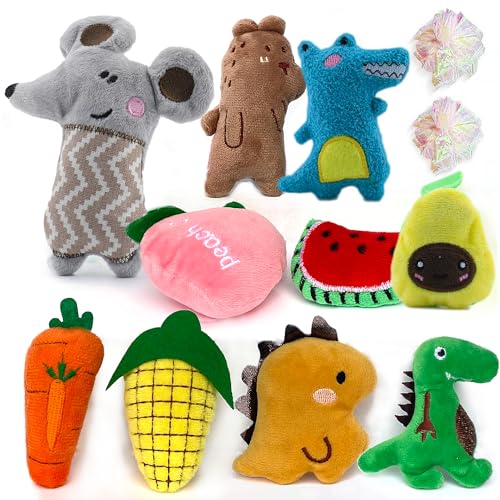 AZOFFYIU Cat Toys Interactive Cat Toy for Indoor Cats Soft and Durable Crinkle Sound Catnip Toys Catnip Filled Mouse Cat Teething Chew Toy Pack of 12 002 Large - Image 1