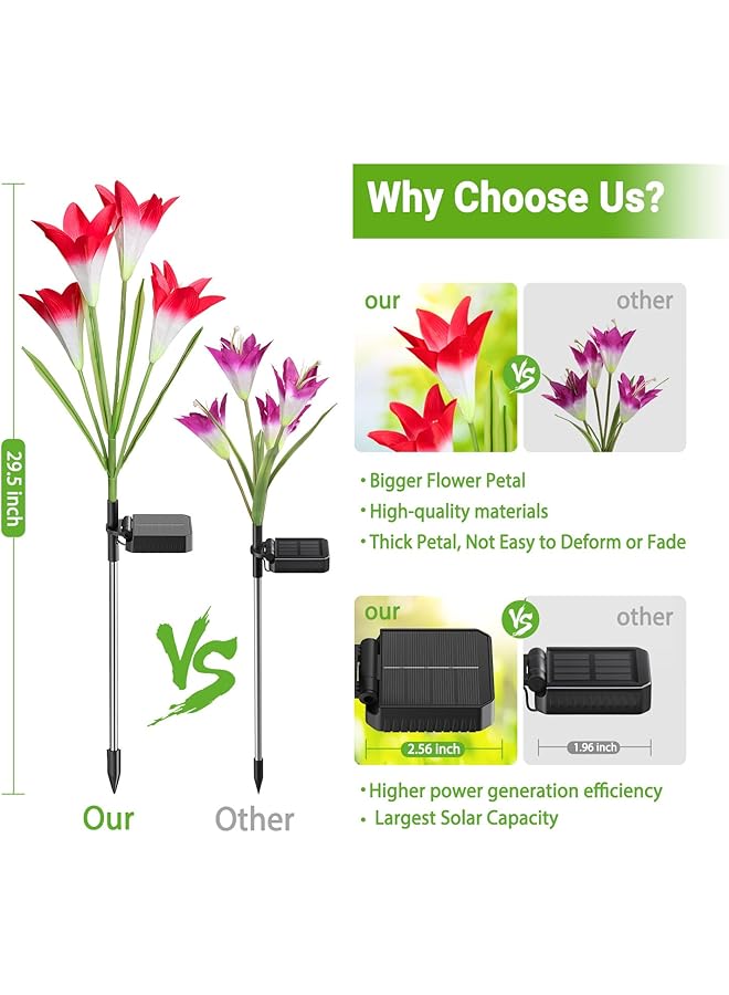 erorex Outdoor Solar Lights 4 Pack Solar Garden Lights With Bigger Lily Flowers Waterproof 7 Color Changing Solar Lights Outdoor Bigger Solar Panel For Outdoor Patio Yard Garden Decoration - Image 4