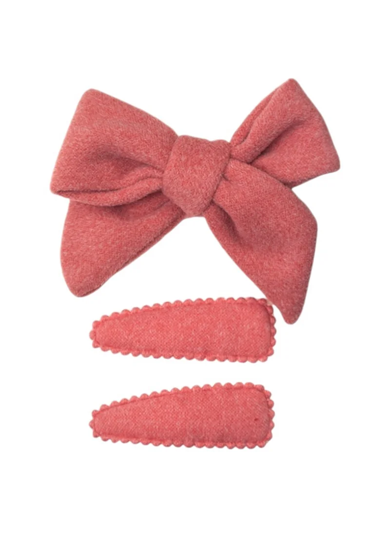 دىدانيالا Sara Ribbon Bow Clip Set with Ponytail For Babies and Girls - Pink