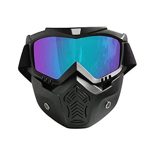 Ramanta Goggle Face Mask Anti Scratch UV Protective Face & Eyewear Mask Storm Trooper Detachable Goggles Face Mask Windproof Dirt Shield with Soft Foam Padded for Cycling, Bikes, Off Road (Rainbow) - Image 1