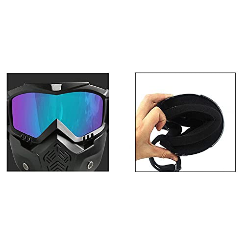 Ramanta Goggle Face Mask Anti Scratch UV Protective Face & Eyewear Mask Storm Trooper Detachable Goggles Face Mask Windproof Dirt Shield with Soft Foam Padded for Cycling, Bikes, Off Road (Rainbow) - Image 3