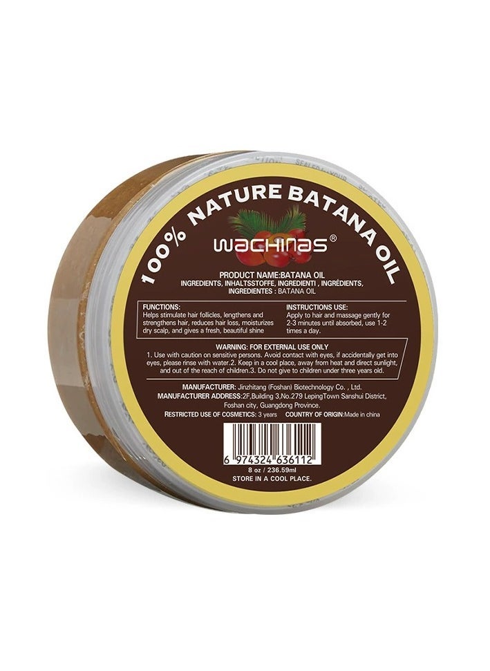 wachinas Raw Batana Oil 100% Natural Unrefined Batana Hair Oil for Growth, Repair & Strength | Nourishing Moisturizer for Damaged Hair from Honduras,8 oz - Image 1