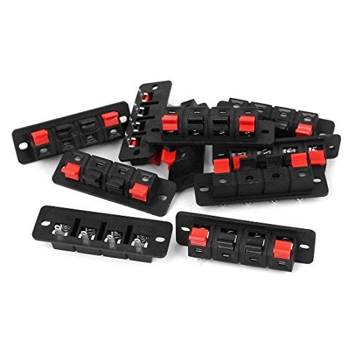 Xiaoyztan 10 Pcs 4-Way Speaker Spring Clip Audio Terminals Red Black Push Release Connector - Image 1