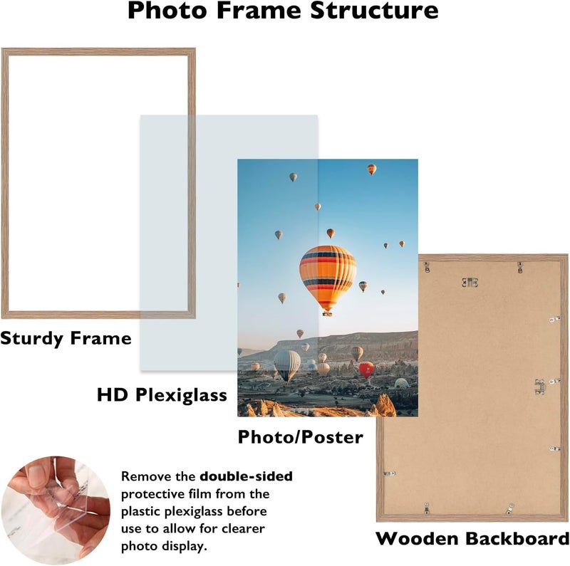 JCJMY 16x24 Picture Frame for Poster Photo Picture and 40x60 cm Canvas, Horizontal and Vertical Formats for Wall Hanging, 16 x 24 Wall Gallery Frame for 16 by 24 Photos Posters, Rustic Brown - Image 2