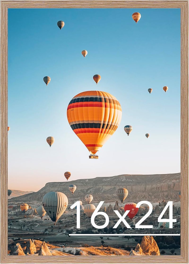 JCJMY 16x24 Picture Frame for Poster Photo Picture and 40x60 cm Canvas, Horizontal and Vertical Formats for Wall Hanging, 16 x 24 Wall Gallery Frame for 16 by 24 Photos Posters, Rustic Brown - Image 1