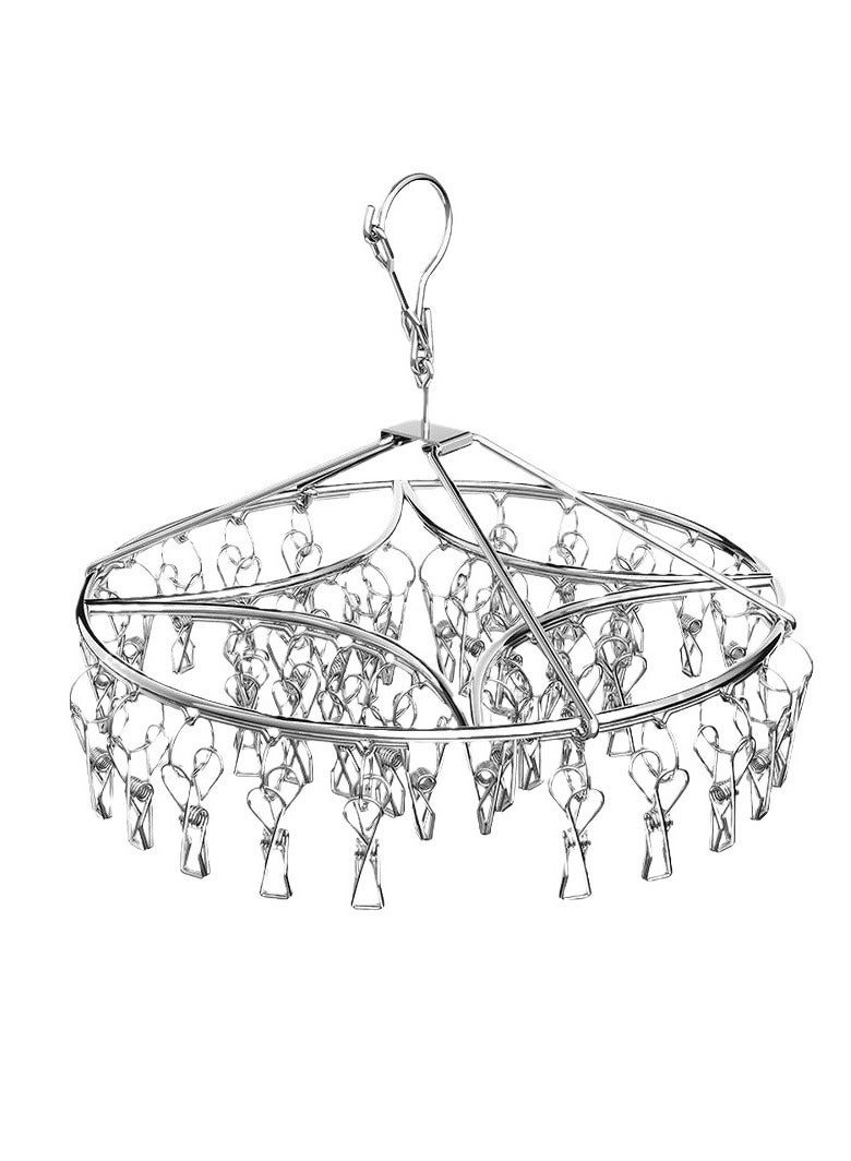 متعددة الوظائف الفولاذ المقاوم للصدأ جولة جورب كليب ، الملابس كليب ، الملابس تجفيف الرف.30 مقاطع حل تماما مشاكل تجفيف الملابس الخاصة بك ، بسهولة تجفيف جميع أنواع الملابس والجوارب ، دائم ، ومثالية لتجفيف عائلتك. - Image 1