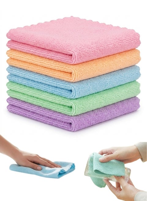 Universal Microfiber Cleaning Cloths Pack of 5 30 x 30 cm Reusable Lint Free Multi Surface Cleaning Wipes