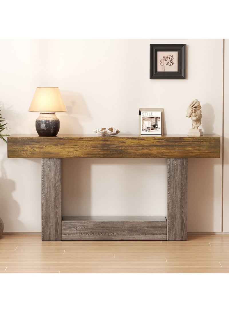 Chulovs 120cm Farmhouse  Console Table with U-Shaped Base – Slim Long Sofa Table for Behind Couch, Living Room, Hallway & Foyer - Image 1