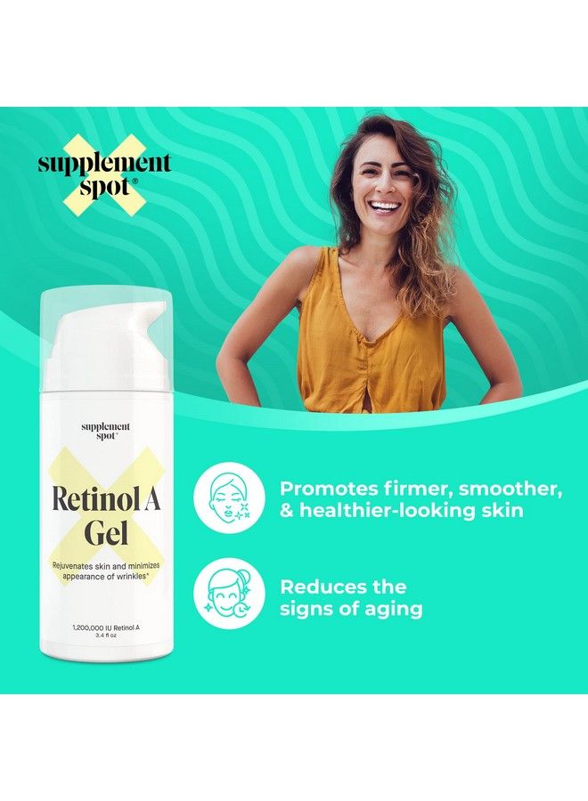 Supplement Spot Retinola Gel Antiaging Retinol Moisturizer Repairs Fine Lines & Wrinkles Daily Facial Retinol For Smoother Firmer & Younger Looking Skin (99.9% Water Based Gel W/Vitamin A) (3.4 Oz.) - Image 3