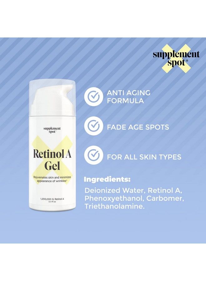 Supplement Spot Retinola Gel Antiaging Retinol Moisturizer Repairs Fine Lines & Wrinkles Daily Facial Retinol For Smoother Firmer & Younger Looking Skin (99.9% Water Based Gel W/Vitamin A) (3.4 Oz.) - Image 5