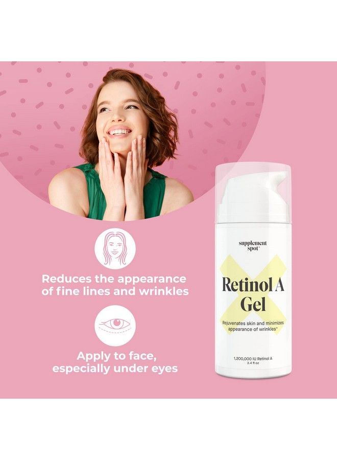 Supplement Spot Retinola Gel Antiaging Retinol Moisturizer Repairs Fine Lines & Wrinkles Daily Facial Retinol For Smoother Firmer & Younger Looking Skin (99.9% Water Based Gel W/Vitamin A) (3.4 Oz.) - Image 4
