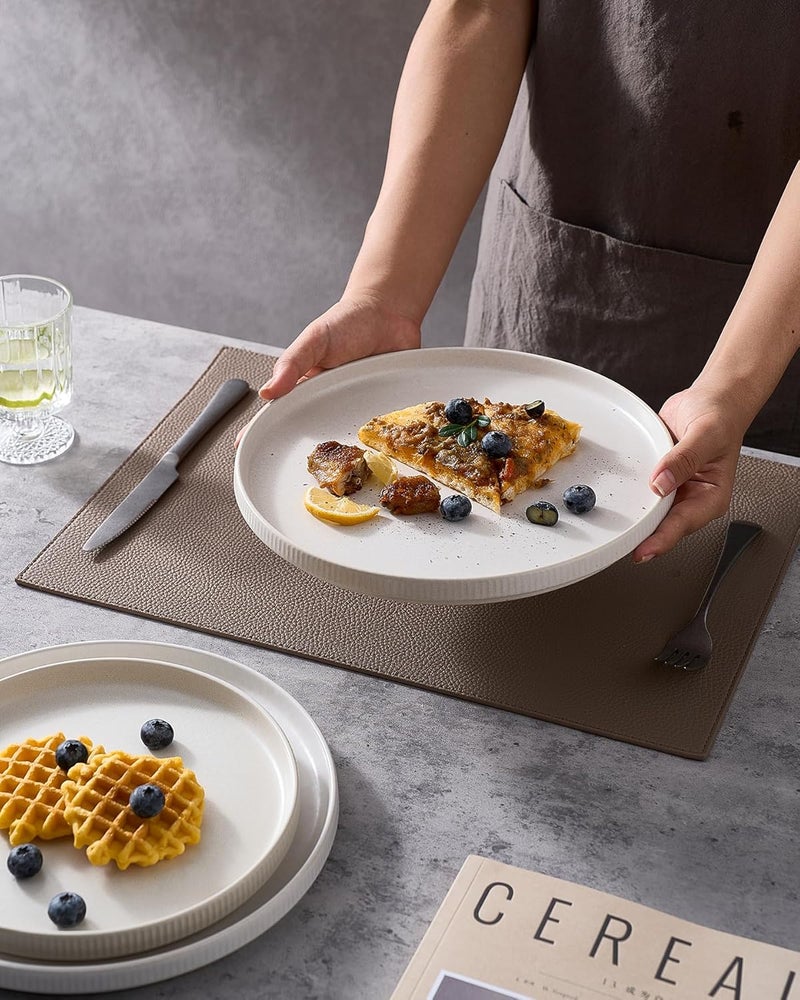 famiware Star Dinner Plates Set for 6, 10-Inch Scratch Resistant Stoneware Dinnerware, Matte White - Image 2