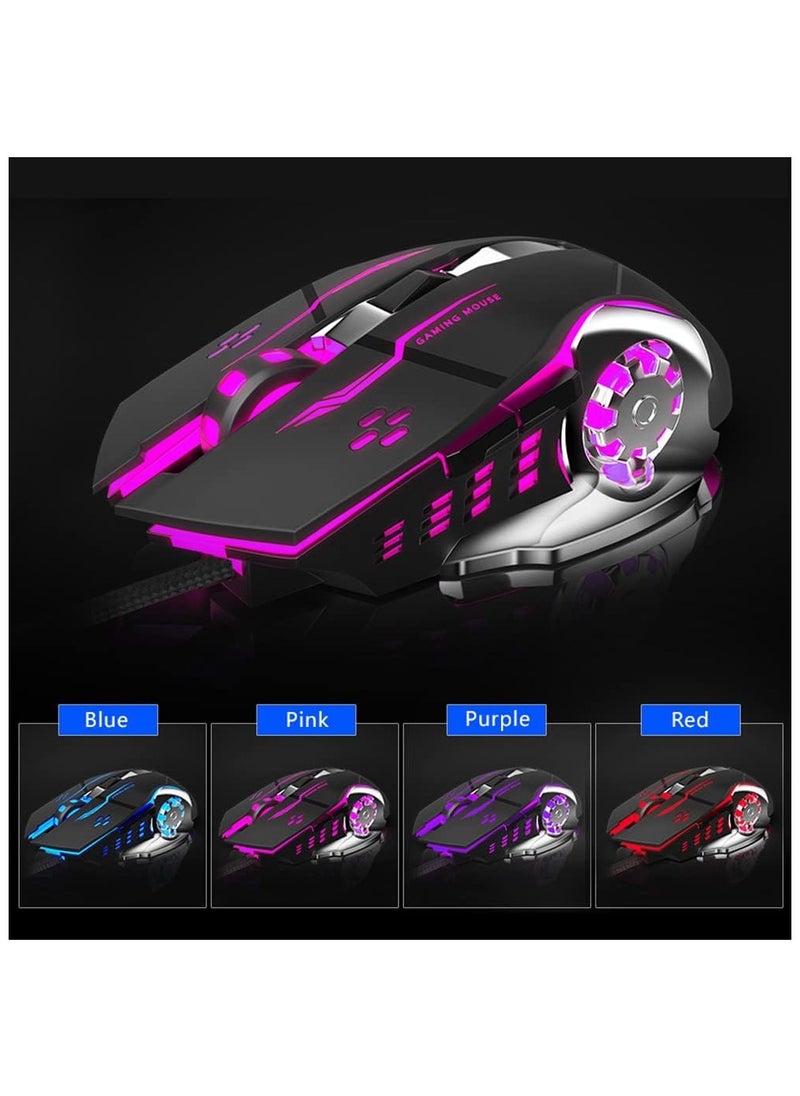 AULA - AULA S20 Gaming Mouse, Wired USB Computer Mouse with RGB LED Backlit, DPI Adjustable, PC Gaming Mice with 6 Programmable Macro Buttons for Desktop, Laptop, PC, Mac - Black - Image 1