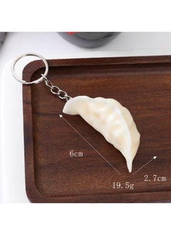 Generic Simulation Fried Dumplings Model Roasted Dumplings Props Simulation Food Keychain Pendant Creative Food Festival Activity Souvenirs-Color:Medium Dumplings-White (Key Ring)  - Image 1