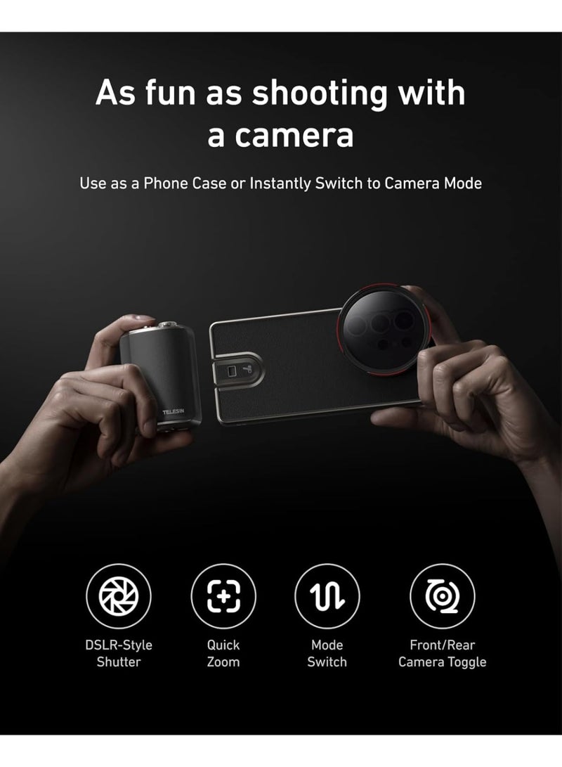 TELESIN قبضة كاميرا الهاتف TELESIN Fun Shot Mastergrip مع بطارية مدمجة متوافقة مع سامسونج جالاكسي S25 ألترا، مقبض احترافي مريح مع برغي 1/4" - Image 3