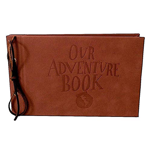 LINKEDWIN Our Adventure Book, Leather Covers with Concave Words, Up Scrapbook Album, Wedding Guestbook, 11.6 x 7.5 inch, 80 Pages - Image 1