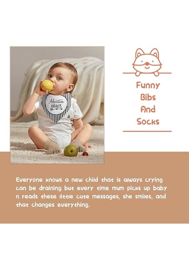 MARHABABY 7 PCS Baby Gift Set, Newborn Baby Shower Gift for Boys Girls, Baby Gift Basket with Essential Stuff, Includes Blanket, Wooden Rattle Toy, Baby Bib and Socks, Greeting Card, Newborn Baby Gift Set - Image 5