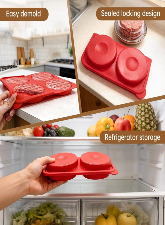 FAILUN Burger Press Patty Maker – 4-in-1 Non-Stick Silicone Hamburger Meat Press Mold with Storage,Dishwasher Safe & BPA Free,Perfect for Homemade Burgers, BBQ, Outdoor Grilling - Image 4
