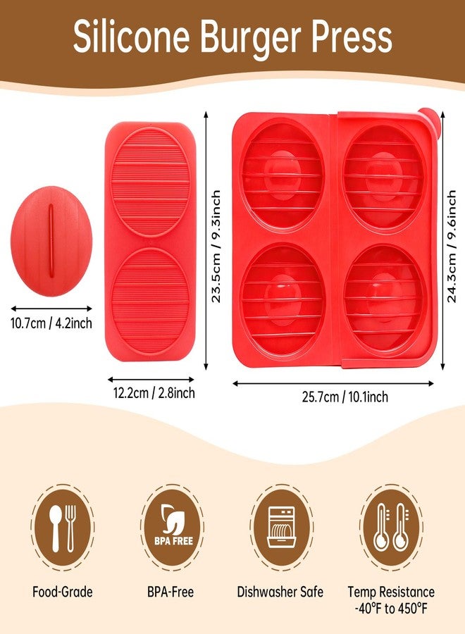 FAILUN Burger Press Patty Maker – 4-in-1 Non-Stick Silicone Hamburger Meat Press Mold with Storage,Dishwasher Safe & BPA Free,Perfect for Homemade Burgers, BBQ, Outdoor Grilling - Image 2