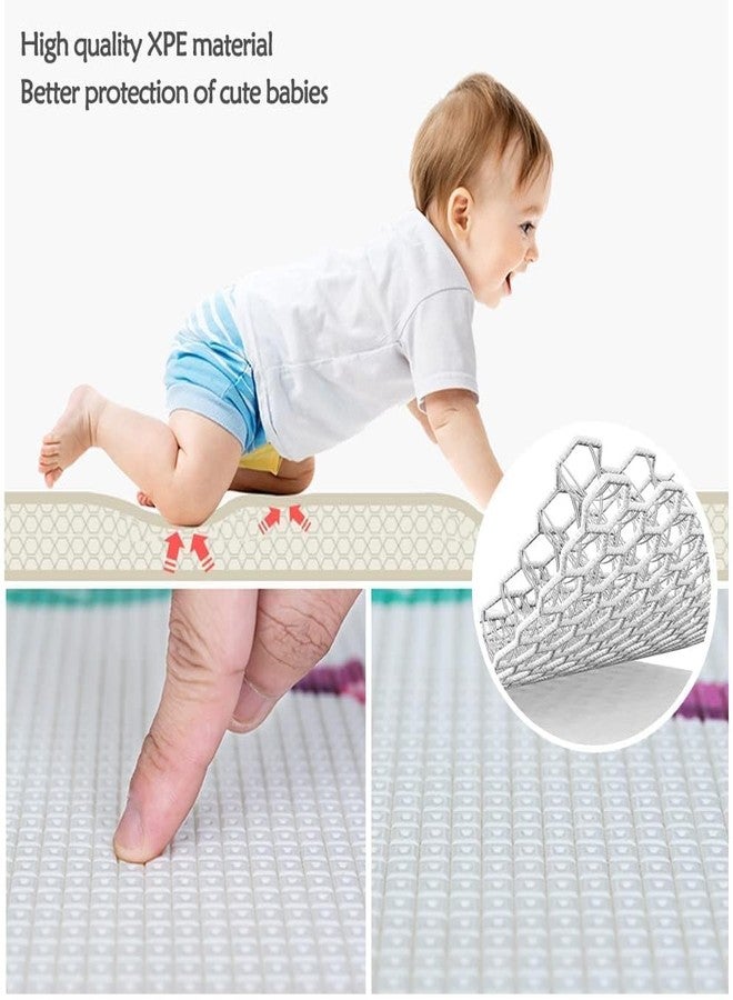 FEXONXA سجادة لعب للأطفال من فيكسونكسا، مقاومة للماء، ذات وجهين - سجادة لعب كبيرة للأطفال الرضع، سجادة زحف من إسفنج XPE مانع للانزلاق، قابلة للطي والاستخدام على الوجهين - Image 2