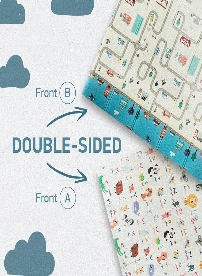 FEXONXA سجادة لعب للأطفال من فيكسونكسا، مقاومة للماء، ذات وجهين - سجادة لعب كبيرة للأطفال الرضع، سجادة زحف من إسفنج XPE مانع للانزلاق، قابلة للطي والاستخدام على الوجهين - Image 4