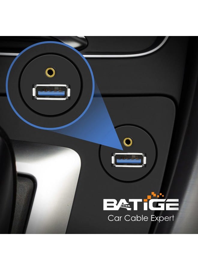 BATIGE 2 Pack USB 3.0 & 3.5mm Car Mount Flush Cable 3.5mm + USB3.0 AUX Extension Dash Panel Waterproof Mount Cable for Car Boat and Motorcycle - 3ft - Image 2