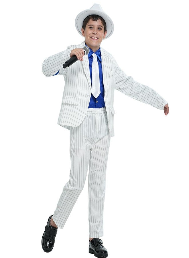 Ciguo Boys White Striped Blue Armband Suit Birthday Halloween Party Cosplay Costumes for Kids - Image 1