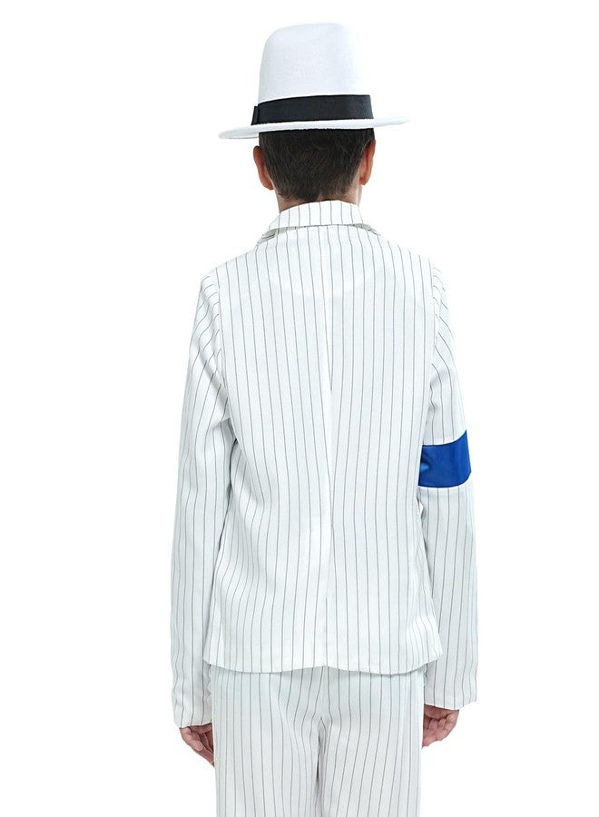 Ciguo Boys White Striped Blue Armband Suit Birthday Halloween Party Cosplay Costumes for Kids - Image 4