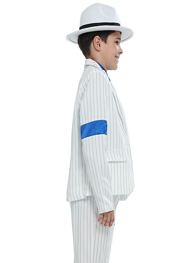 Ciguo Boys White Striped Blue Armband Suit Birthday Halloween Party Cosplay Costumes for Kids - Image 3