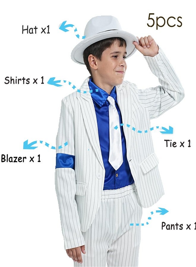 Ciguo Boys White Striped Blue Armband Suit Birthday Halloween Party Cosplay Costumes for Kids - Image 2