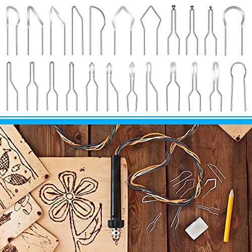 Outus 23 Pieces Wood Burning Tips Pyrography Tips Nibs Kit Wire Pen Nibs Replacement Tools for High Impedance Adjustable Pyrography Machine Accessory Tool Wood Leather Making - Image 5