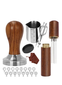 XiuWoo 23 PCS Coffee Tamper Set, Espresso Accessories Kit Barista Kit, with Espresso Tamper 51mm, Coffee Stirrer, Frothing Pitcher, Tamper Mat, Latte Art Pen, Sandalwood Tamper for Espresso Machine  - Image 1