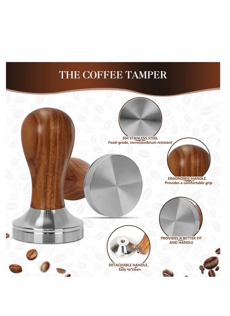 23 PCS Coffee Tamper Set, Espresso Accessories Kit Barista Kit, with Espresso Tamper 51mm, Coffee Stirrer, Frothing Pitcher, Tamper Mat, Latte Art Pen, Sandalwood Tamper for Espresso Machine