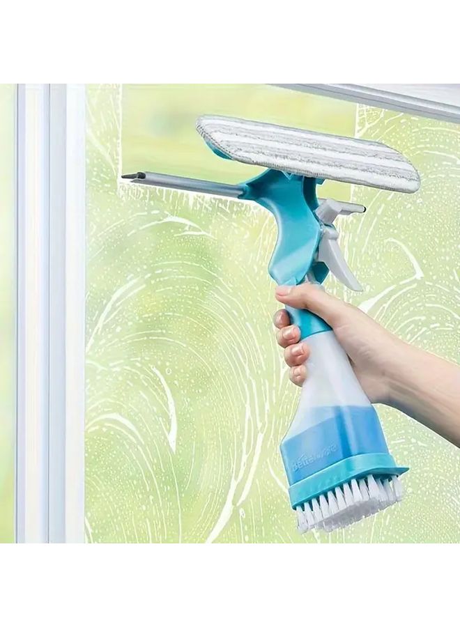 Green 4 In 1 Glass Cleaner With Spray Scraper Brush Streak Free Multipurpose - Image 2