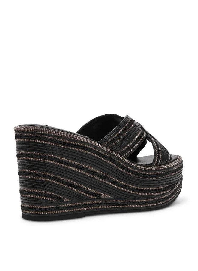 Steve Madden  Justice Black Women's Wedge Sandals for Women | Best Price UAE