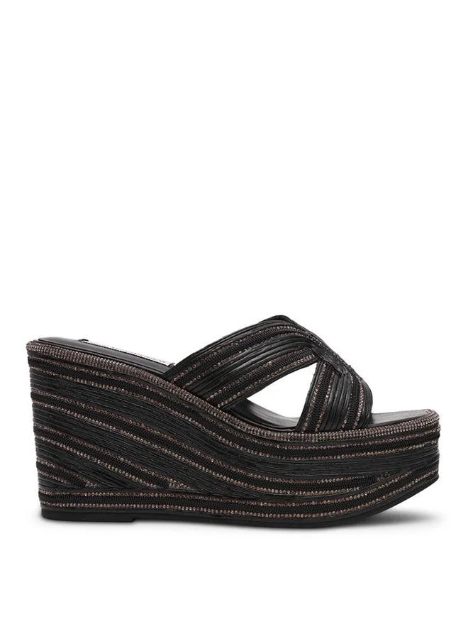 Steve Madden  Justice Black Women's Wedge Sandals for Women | Best Price UAE