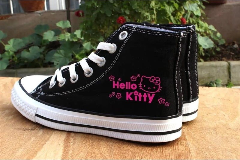 TouzModa Touz Moda Hello Kitty Pink Printed Black Canvas Shoes  - Image 2