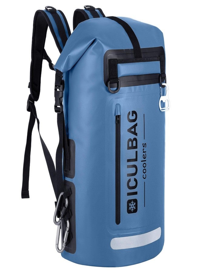 حقيبة تبريد Iculbag، معزولة، مانعة للتسرب، مقاومة للماء، قابلة للطي، سعة 35 لترًا، مناسبة للرجال والنساء، تتسع لـ 48 علبة، مثالية للمشي والتخييم والسفر والشاطئ والتجديف، تحافظ على البرودة لمدة 24 ساعة، لون أزرق - Image 1