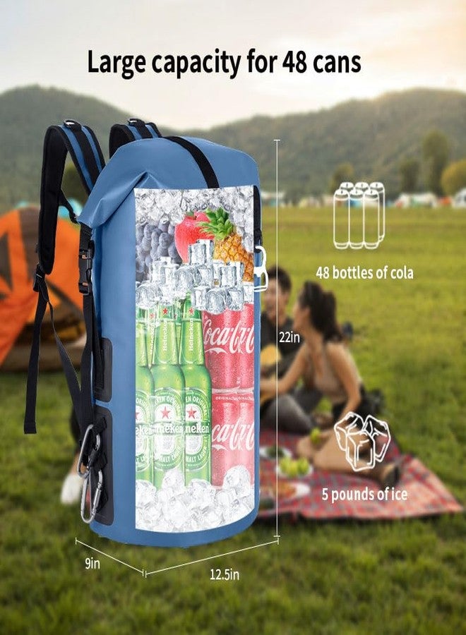 حقيبة تبريد Iculbag، معزولة، مانعة للتسرب، مقاومة للماء، قابلة للطي، سعة 35 لترًا، مناسبة للرجال والنساء، تتسع لـ 48 علبة، مثالية للمشي والتخييم والسفر والشاطئ والتجديف، تحافظ على البرودة لمدة 24 ساعة، لون أزرق - Image 2