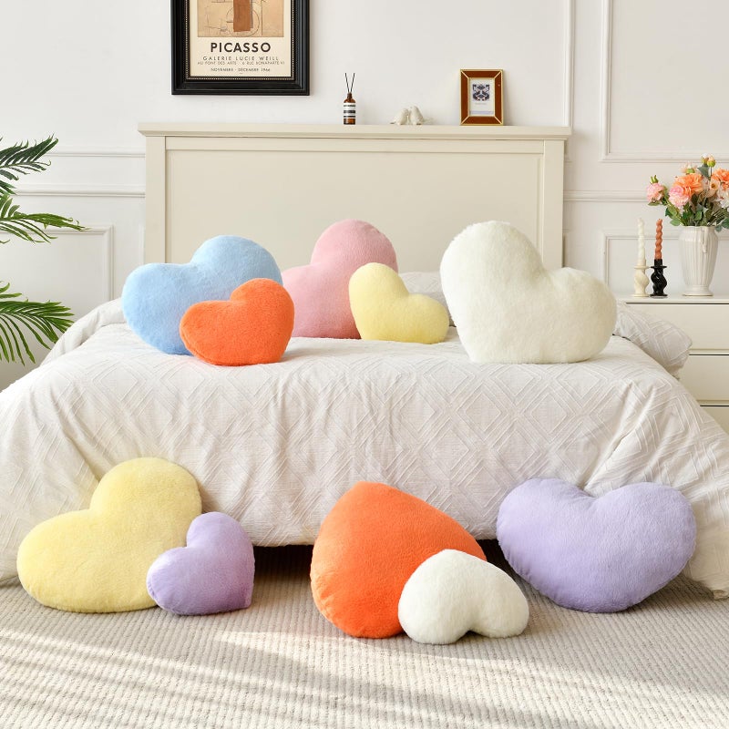 IREMATE Heart Pillow Black Throw Pillows Decorative Pillows for Bed Couch Cute Faux Rabbit Fur Small Pillow for Women Valentine Anniversary Fall Halloween Christmas Home Decor (Mini, 13"x10") - Image 4