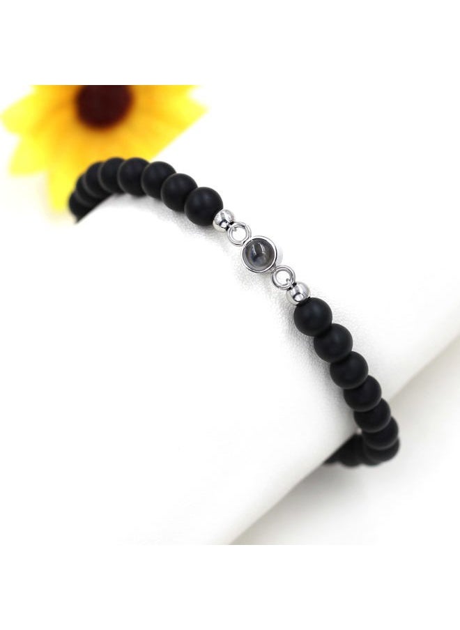 Uloveido - 100 Languages I Love You Bracelets Matching Couples Distance Friendship Gifts - 6mm White Turquoise and Black Onyx Bracelets for Women Men - Image 1