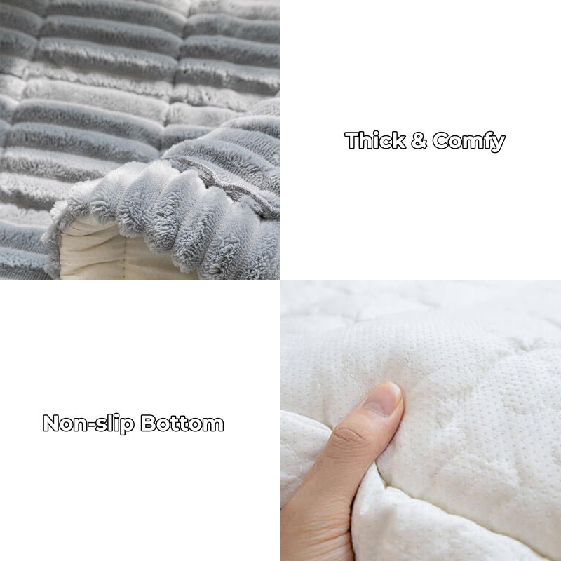 FUNNY FUZZY Pet Couch Covers for Sofa, Washable Dog Couch Cover Protector for Dogs, Flannel Couch Covers for Dogs Pet Friendly Pets Mat Bed Sofa Cover (Blue-Grey, 27.6"Ã—59.1") - Image 3