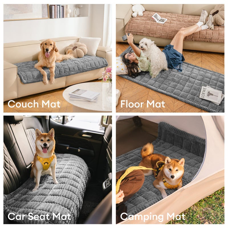 FUNNY FUZZY Pet Couch Covers for Sofa, Washable Dog Couch Cover Protector for Dogs, Flannel Couch Covers for Dogs Pet Friendly Pets Mat Bed Sofa Cover (Blue-Grey, 27.6"Ã—59.1") - Image 4