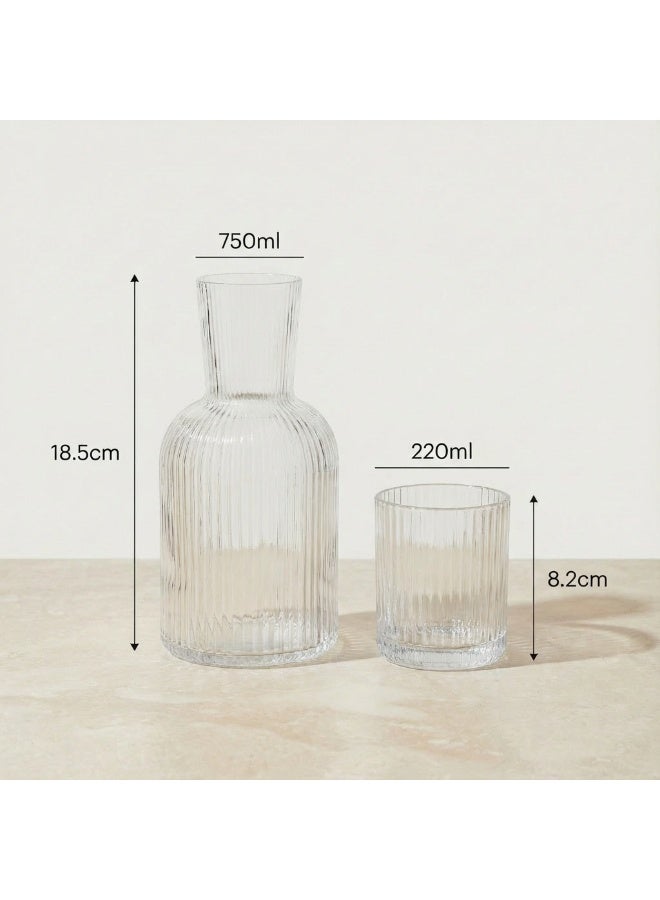 Circuit Green 750ml Carafe + 250ml Cup Bedside Glass Water Set – Clear Ribbed Borosilicate Nightstand Carafe for Bedroom, Office & Guests - Image 4