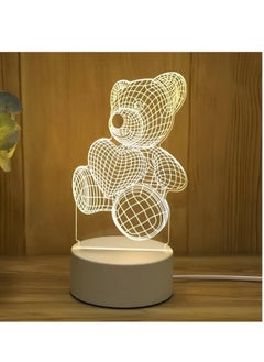 Plan A Creative 3D LED Lamp – Desk Decor Table Lamp Bedroom Creative Night Light for Kids Adults Birthday Holiday Gifts for Boys Girls (Bear)  - Image 1