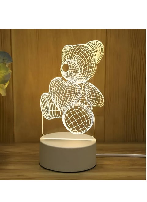 Creative 3D LED Lamp – Desk Decor Table Lamp Bedroom Creative Night Light for Kids Adults Birthday Holiday Gifts for Boys Girls (Bear)